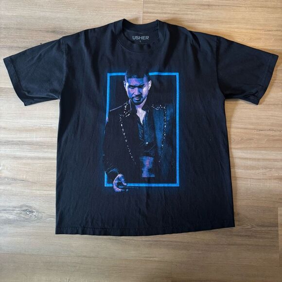Usher Las Vegas Residency 2023 Black Concert Shirt Size Large R&B Hip Hop Modern - Picture 1 of 4